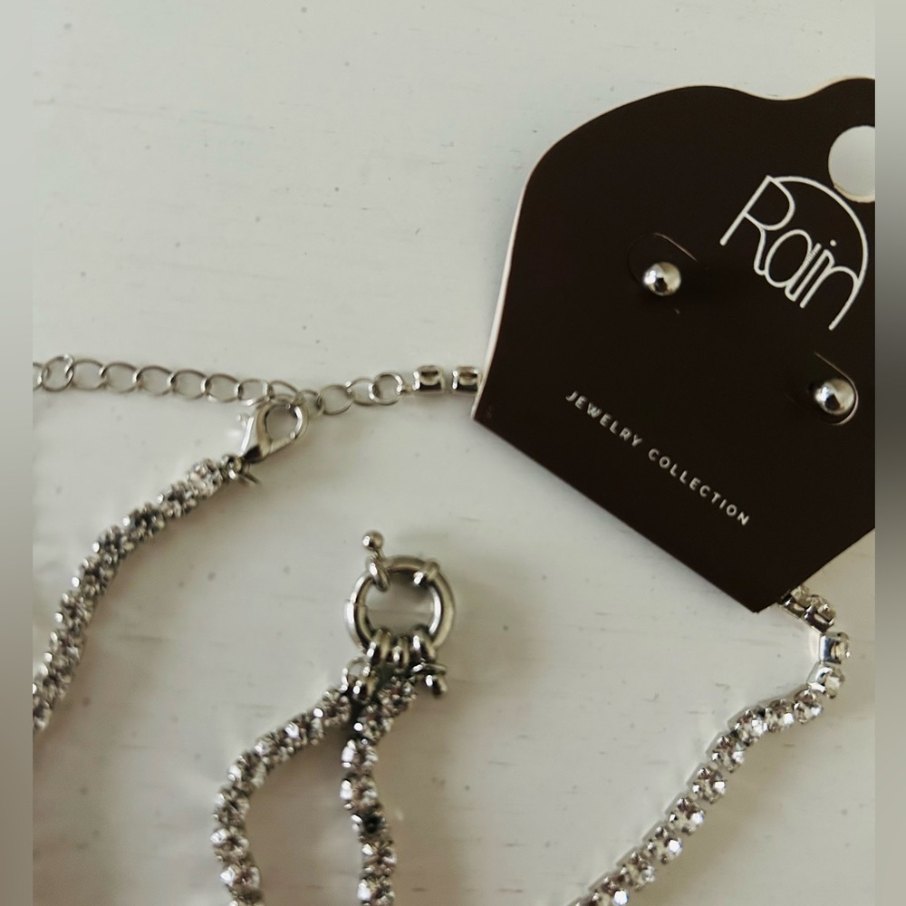 Rain SilverJewelry Crystal Stone Necklace & Earring Set NWT Gift Ready Party - Picture 6 of 11
